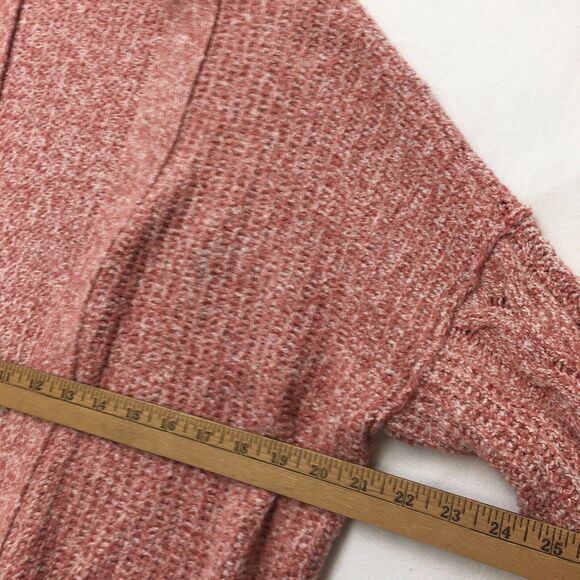 ABERCROMBIE & FITCH Sweater Women M Pink Open Cardigan Pockets Chunky Ragg Knit - Picture 15 of 16
